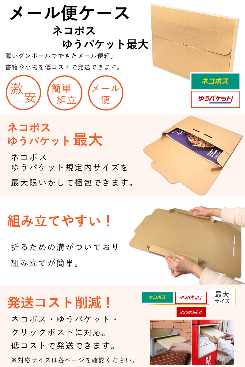 ネコポス ゆうパケット最大メール便ケース A4 3cm